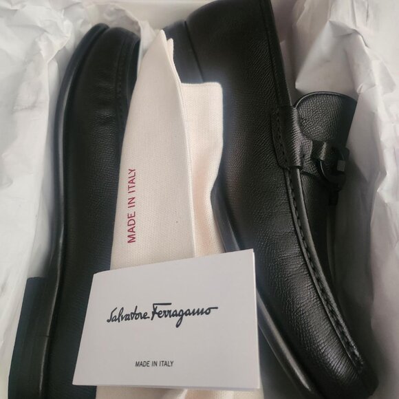 Ferragamo Men\'s Gancini Crown Bit Leather Loafers (11 1/2) Black EE main image 6